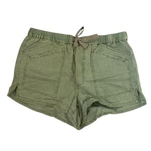 Anthropologie Pilcro Linen Blend Drawstring Utility Shorts Size L - Green - NWOT